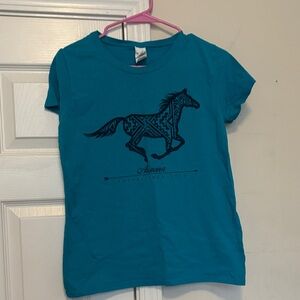 Gildan Teal Arizona T-Shirt with Horse Graphic